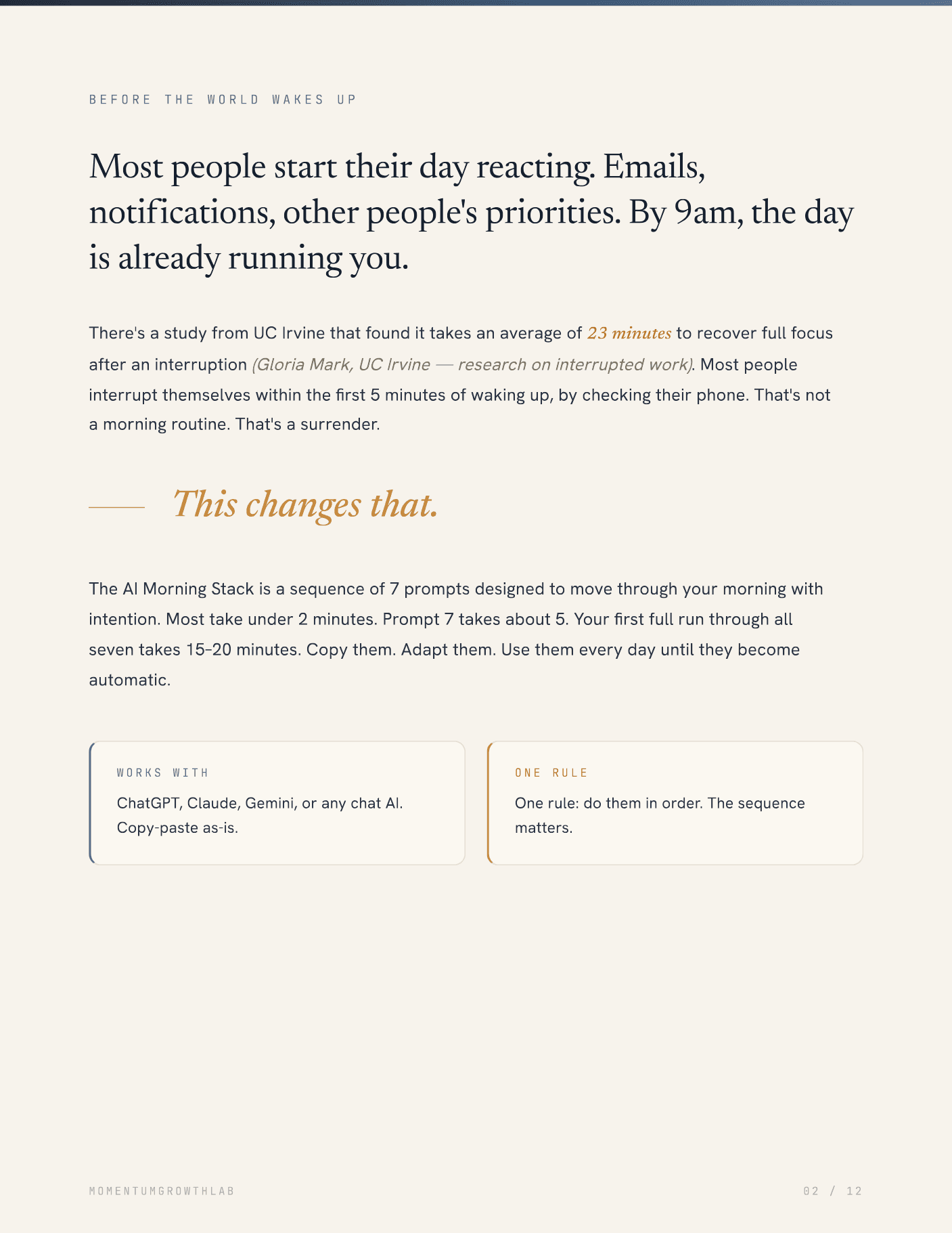 The AI Morning Stack — 7-prompt morning stack overview