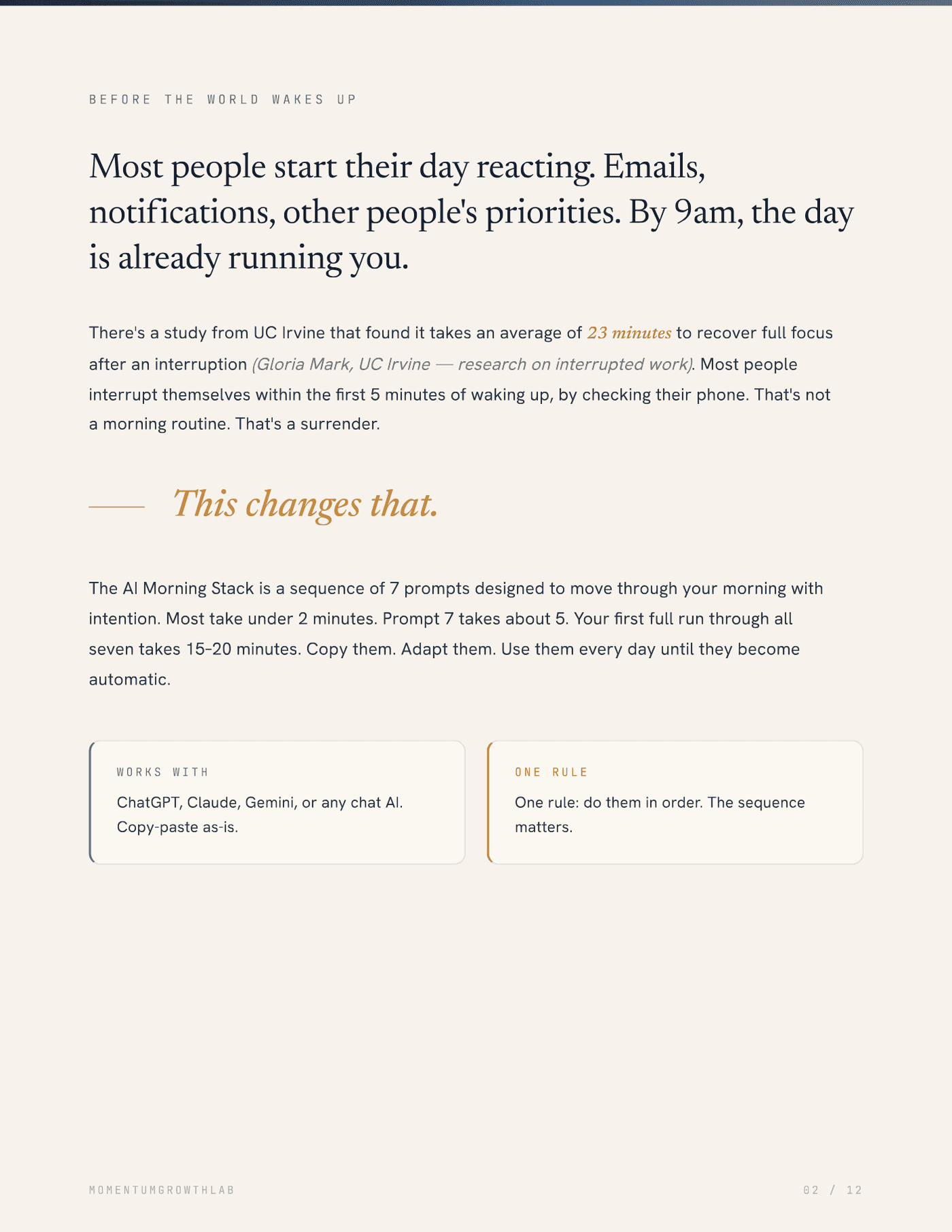 The AI Morning Stack — 7-prompt morning stack overview