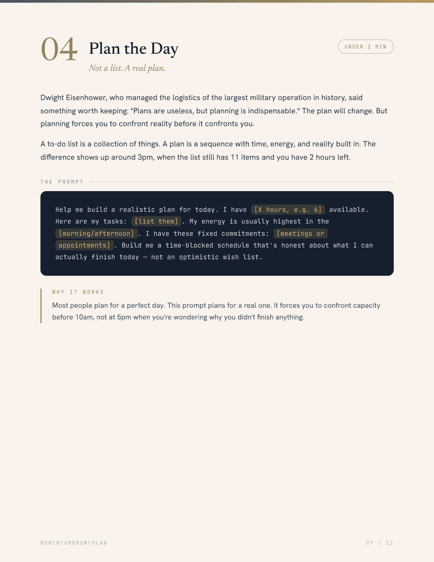 The AI Morning Stack — Plan the Day: the prompt, copy-paste ready