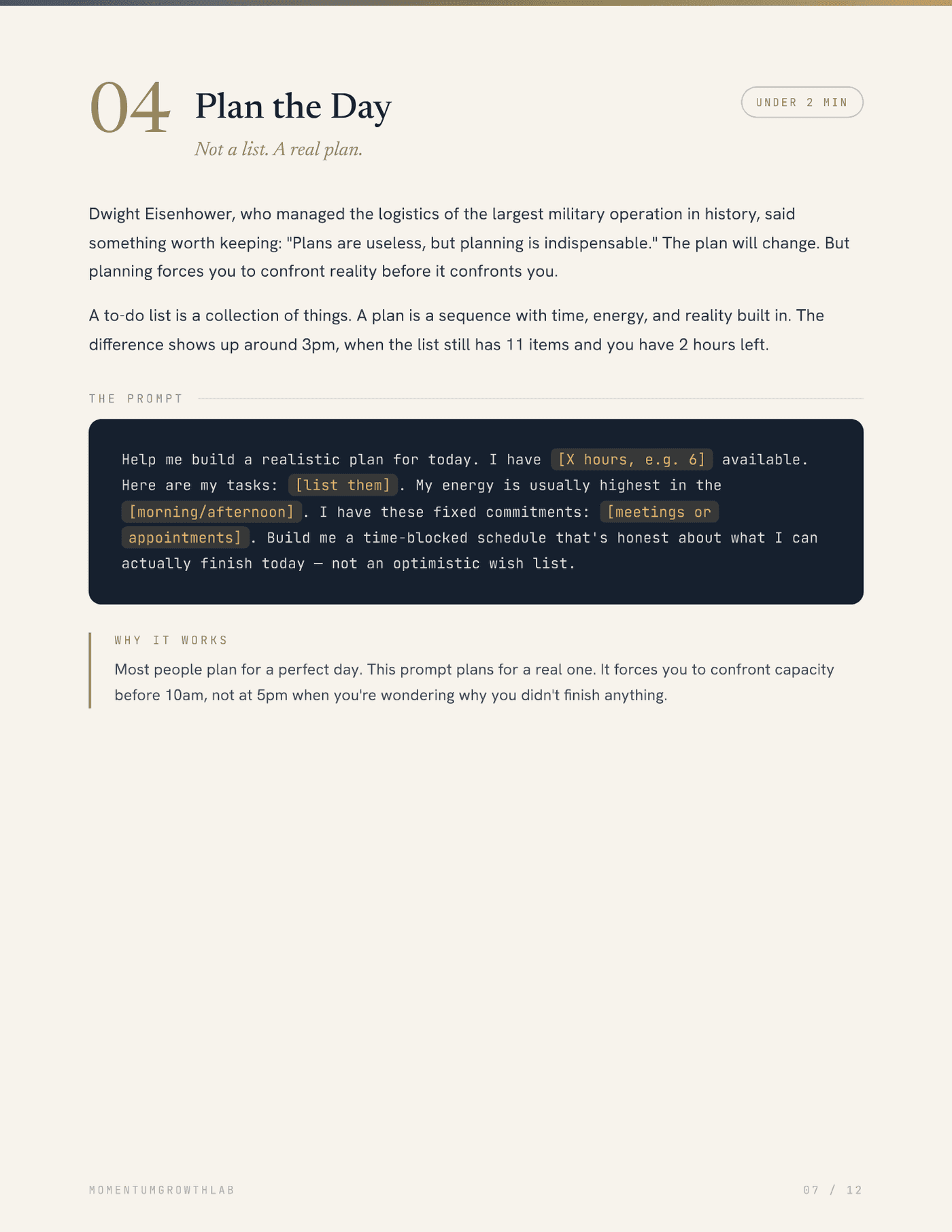 The AI Morning Stack — Plan the Day: the prompt, copy-paste ready
