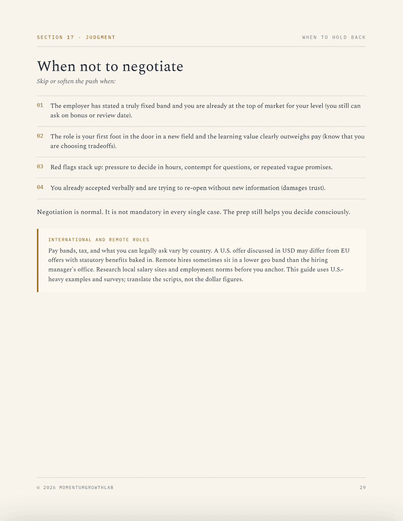 The Salary Negotiation Script — when not to negotiate: the judgment calls